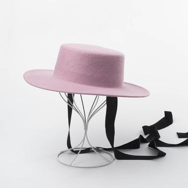 Women's Adjustable Lace Derby Bowknot Wide Brim Flat Top Fedora Hat  -  GeraldBlack.com