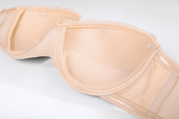 Women's Adobe Rose Color Lace Multiway Push Up Seamless Padded Strapless Bra - SolaceConnect.com
