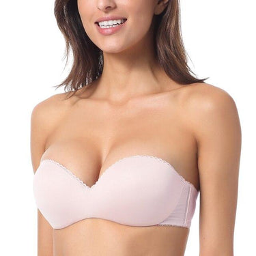 Women's Adobe Rose Color Lace Multiway Push Up Seamless Padded Strapless Bra  -  GeraldBlack.com