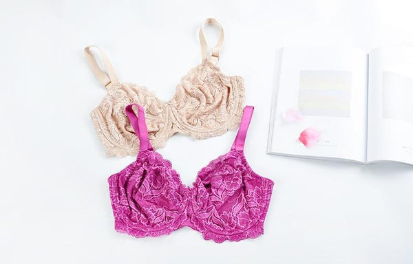 Women's Adobe Rose Plus Size Full Coverage Floral Embroidery Non-Padded Bra - SolaceConnect.com