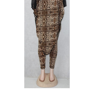 Women's African Cotton Dashiki Bat Sleeve Leopard Grain Fashion Suit - SolaceConnect.com