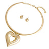 Women's African Gold Metal Zinc Alloy Heart Choker Necklace Earrings Sets  -  GeraldBlack.com