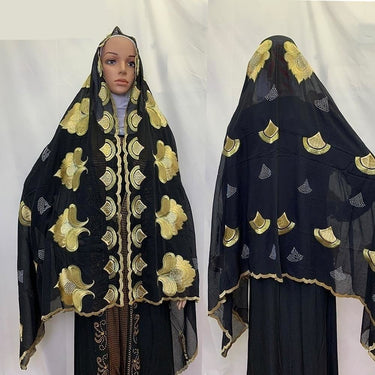 Women's African Voile Embroidered Islam Prayer Hijab Scarf Headscarf Scarves  -  GeraldBlack.com