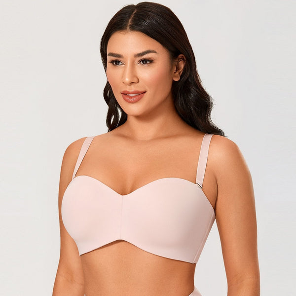 Women's Apricot Pink Non-Padded Multiway Strapless Minimizer Bra - SolaceConnect.com