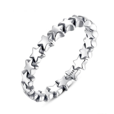 Women's Authentic 925 Sterling Silver Stackable Party Rings in Star Pattern  -  GeraldBlack.com