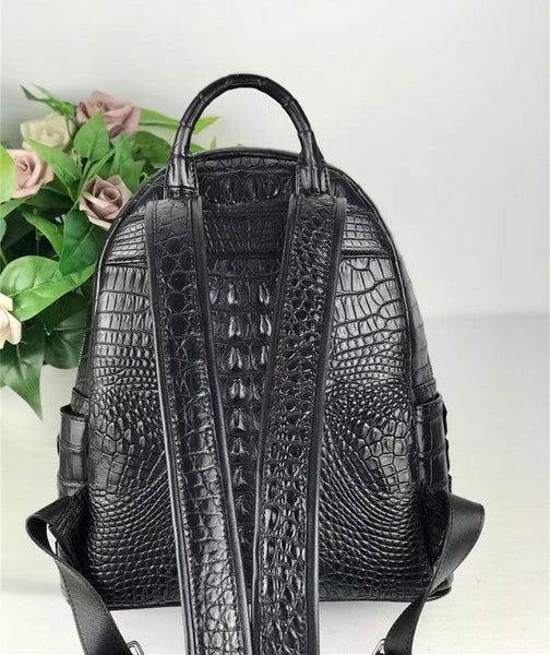 Women's Authentic Exotic Genuine Crocodile Skin Zipper Closure Backpack  -  GeraldBlack.com