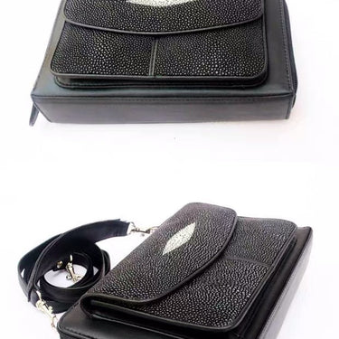 Women's Authentic Real True Stingray Skin Genuine Leather Small Handbag  -  GeraldBlack.com