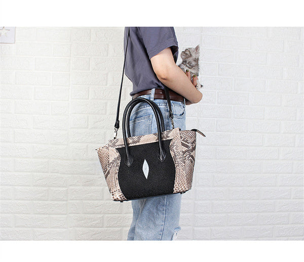 Women's Authentic Stingray Skin Serpentine Exotic Leather Large Handbags  -  GeraldBlack.com