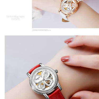 Women's Automatic Mechanical Skeleton Leather Water Resistant Wrist Watch  -  GeraldBlack.com