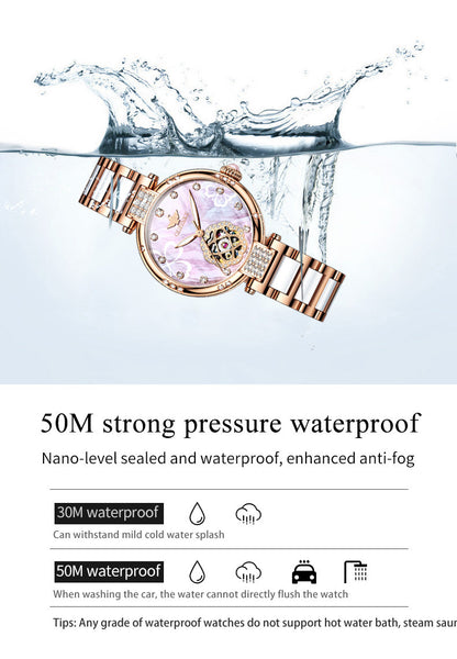 Women's Automatic Mechanical Stainless steel Strap Waterproof Watch  -  GeraldBlack.com