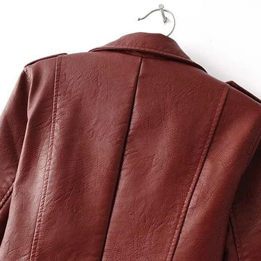 Women's Autumn Faux Soft Leather Motorcycle Jacket with Fashion Zipper - SolaceConnect.com