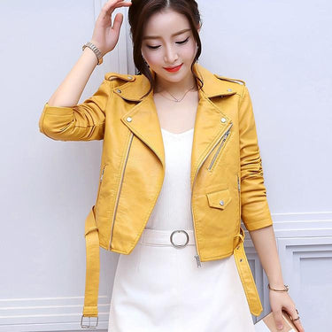 Women's Autumn Faux Soft Leather Motorcycle Jacket with Fashion Zipper - SolaceConnect.com