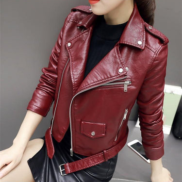 Women's Autumn Faux Soft Leather Motorcycle Jacket with Fashion Zipper  -  GeraldBlack.com