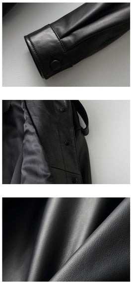 Women's Autumn Sheepskin Genuine Leather Belted Trench Coats  -  GeraldBlack.com