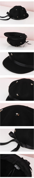 Women's Autumn Winter Elegant Retro British Fashion Woollen Fedora Hats - SolaceConnect.com