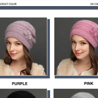 Women's Autumn Winter Rabbit Hair Knitted Casual Warm Wool Hats - SolaceConnect.com