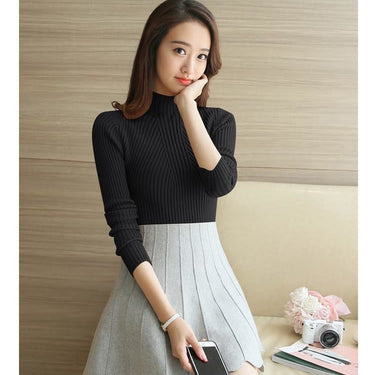 Women's Autumn Winter Sweater Long Sleeve Turtleneck Knitted Pullover - SolaceConnect.com