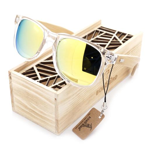 Women's Bamboo Clear Color Wood Polarized Sunglasses with UV400 Protection - SolaceConnect.com