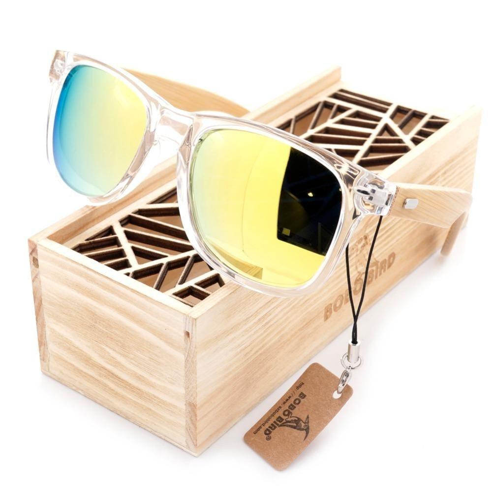 Women's Bamboo Clear Color Wood Polarized Sunglasses with UV400 Protection  -  GeraldBlack.com
