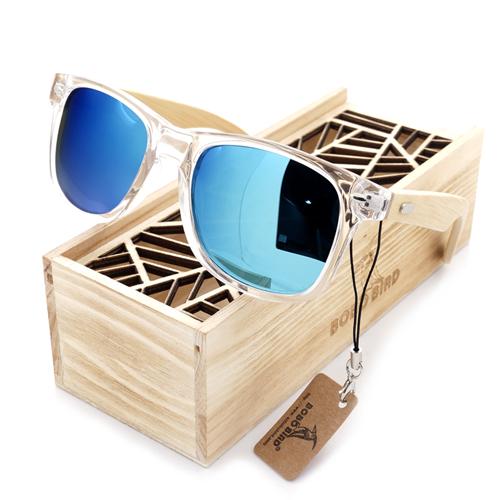 Women's Bamboo Clear Color Wood Polarized Sunglasses with UV400 Protection  -  GeraldBlack.com