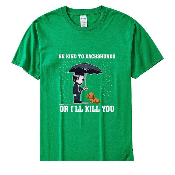 Women's Be Kind To Dachshunds Or I'LL Kill You Animals Dog Lover Vegan Funny T-shirts Girl Cotton  -  GeraldBlack.com