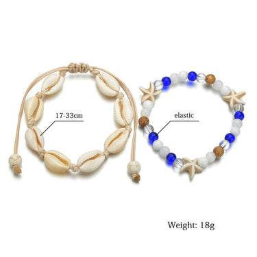 Women's Beach Bohemia style Crystal Beads Charm Shell Rope Anklets  -  GeraldBlack.com