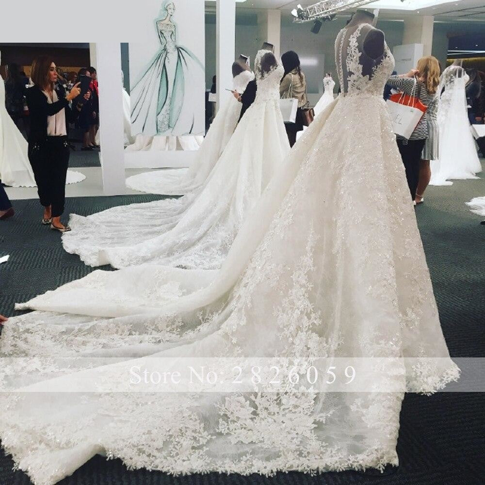 Women's Beaded Lace Sleeveless V-neck A-line Bridal Gowns Wedding Dresses  -  GeraldBlack.com