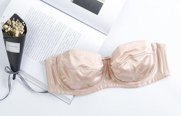 Women's Beige Color Soft Cup Ultra Support Strapless Underwire Bra - SolaceConnect.com