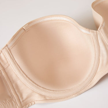 Women's Beige Color Strapless Molded Cup Slightly Padded Full Coverage Bra - SolaceConnect.com