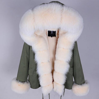 Women's Big Thick Hood Coat Real Raccoon Fox Fur Warm Winter Zipper Jacket  -  GeraldBlack.com