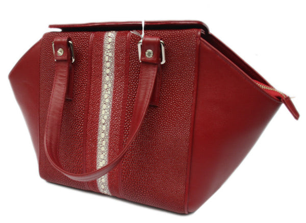 Women's Black Authentic Real Stingray Leather Top-handle Handbag  -  GeraldBlack.com