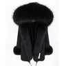 Women's Black Color Natural Racoon Fur Collared Coat Parka Jacket for Winter  -  GeraldBlack.com