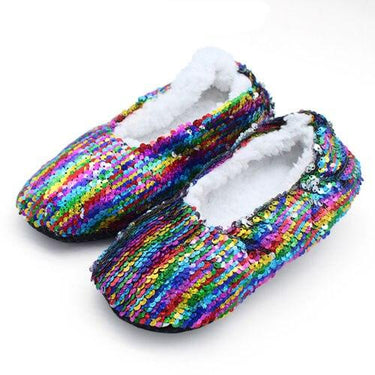 Women's Bling Mix Colors Plush Soft Bottom Home Slippers for Indoor Use - SolaceConnect.com
