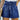 Women's Blue Button Up Stretch Drawstring High Waist Denim Shorts  -  GeraldBlack.com