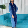 Women's Blue Fox Fur Hooded Knitted Long Sleeve Cardigan Sweater  -  GeraldBlack.com