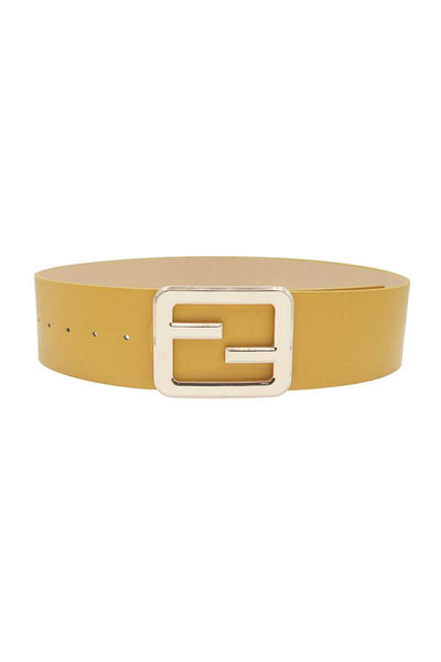 Women's Blush Cognac Dark Red Taupe Mustard Olive Color Mirrored Buckle Belt - SolaceConnect.com