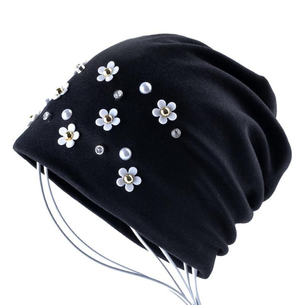 Women's Bonnet type Spring Beanies Rhinestone Knitted Beanies - SolaceConnect.com