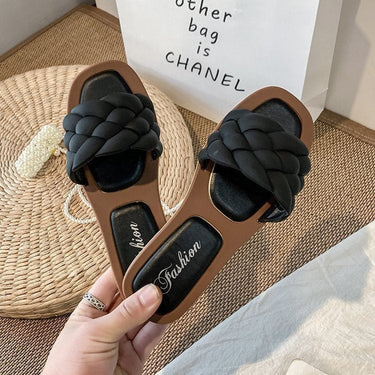 Women's Braided Weave Rubber Sole Open Toe Beach Casual Flat Sandals - SolaceConnect.com