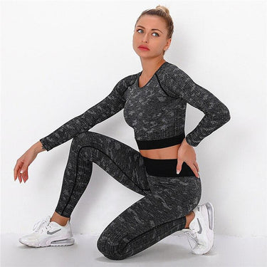 Women's Bubble Print Long Sleeves T-shirt Butt Leggings 2pcs Set for Gym Yoga - SolaceConnect.com