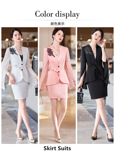 Women's Business Formal Slim Blazer Office Work Wear Two Piece Suit  -  GeraldBlack.com