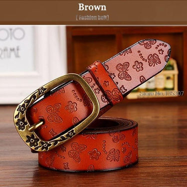 Women's Butterfly Genuine Leather Vintage Fashion Belts with Pin Buckle - SolaceConnect.com