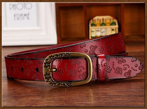 Women's Butterfly Genuine Leather Vintage Fashion Belts with Pin Buckle  -  GeraldBlack.com