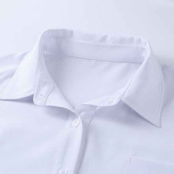 Women's Button Fly Lantern Sleeves Turn Down Collar Loose Shirt Blouse - SolaceConnect.com