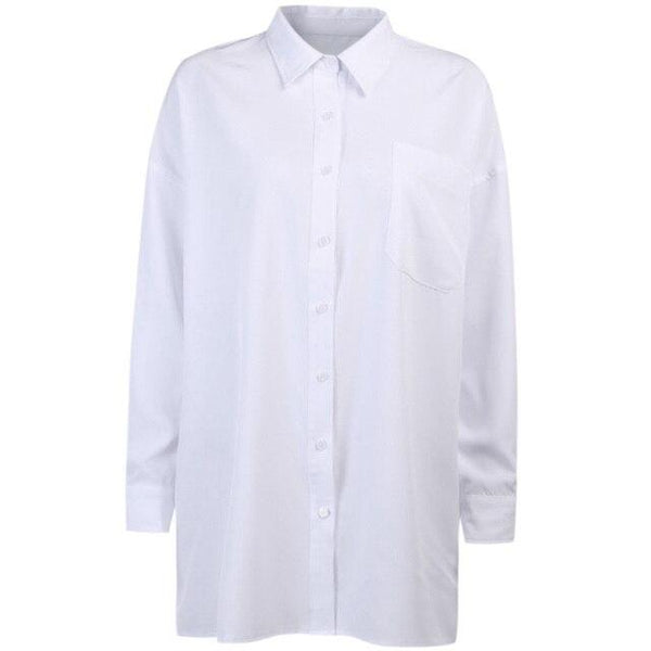 Women's Button Fly Lantern Sleeves Turn Down Collar Loose Shirt Blouse - SolaceConnect.com
