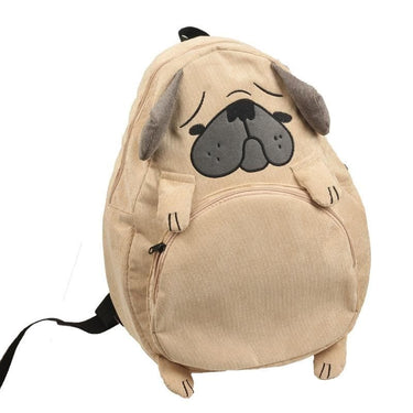 Women's Canvas Cute Dog Fox Ear Embroidery Corduroy Backpack Schoolbag  -  GeraldBlack.com