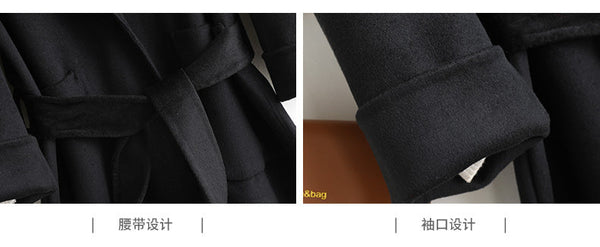 Women's Cashmere Double-sided Woollen Belted Slim Trench Coats  -  GeraldBlack.com