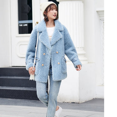 Women's Casual 100% Real Wool Shearling Jacket for Autumn and Winter  -  GeraldBlack.com
