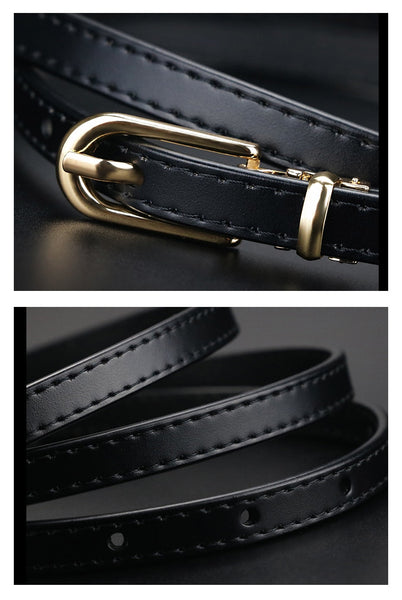 Women's Casual Alloy Pin Buckle Thin Leather Belt for Jeans Pants  -  GeraldBlack.com