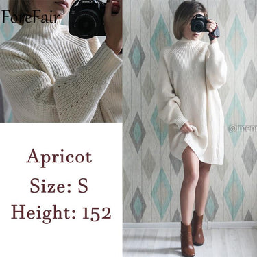 Women's Casual Autumn Winter Loose Long Sleeve Turtleneck Knitted Sweater - SolaceConnect.com