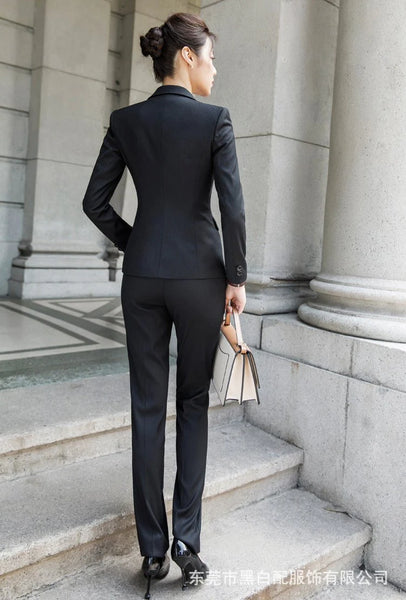 Women's Casual Fashion Formal Black Business Blazer Office Pants Suit –